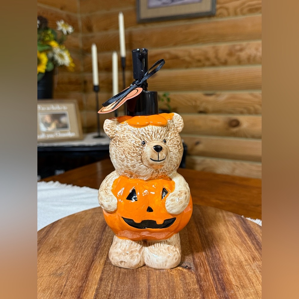 TEDDY BEAR PUMPKIN Halloween Soap Dispenser
